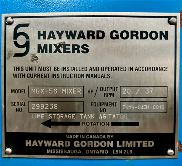 Unused Hayward Gordon Model Mbx56 Lime Tank Agitator)